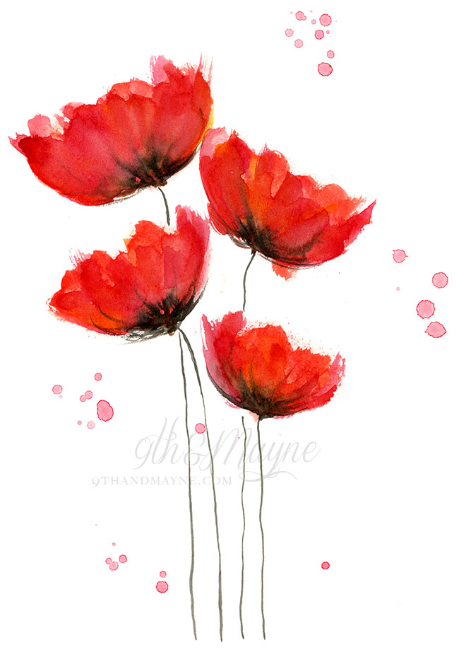 Watercolor Poppies - 9th&Mayne